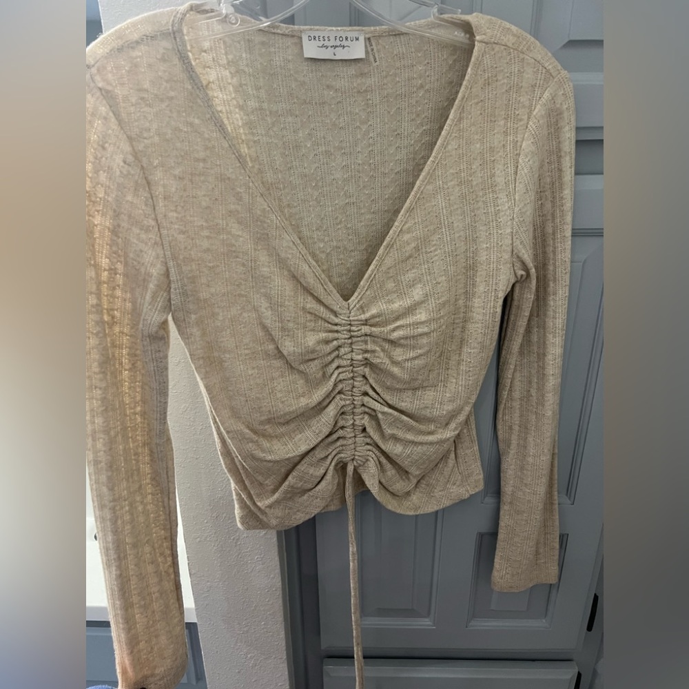 Cream Rouched Sweater top